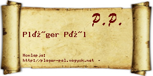 Pláger Pál névjegykártya